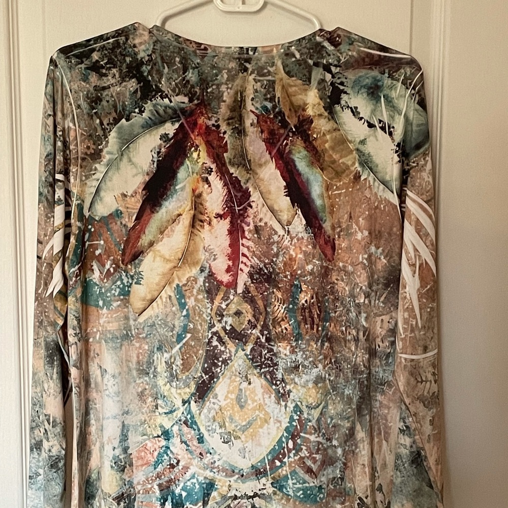 Reba Indian/Western feather design top.